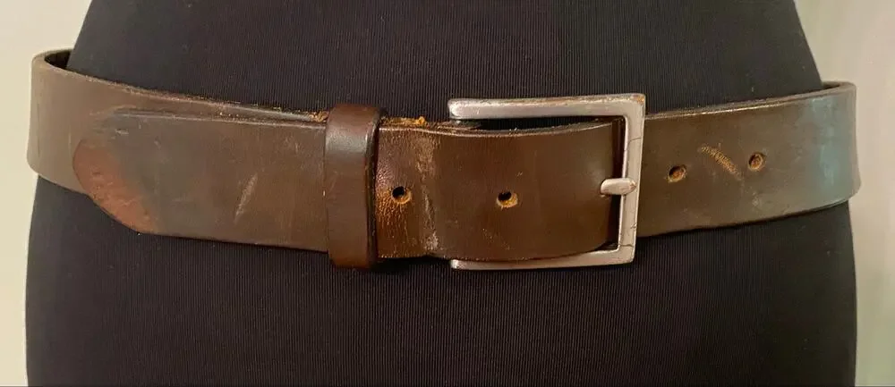 Banana Republic Brown Italian Leather Belt Solid Brass Buckle Size 38 Classic